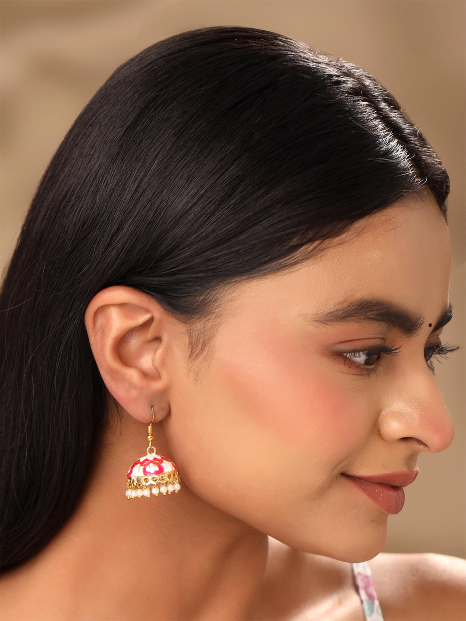 Yellow Chimes Big Jhumka Earrings for Women | Meenakari Work Ethnic Earrings | Wedding & Party Long Fashion Earrings | Minimalist Boho Jewelry | Perfect for Festivals, Bridal Wear & Special Occasions