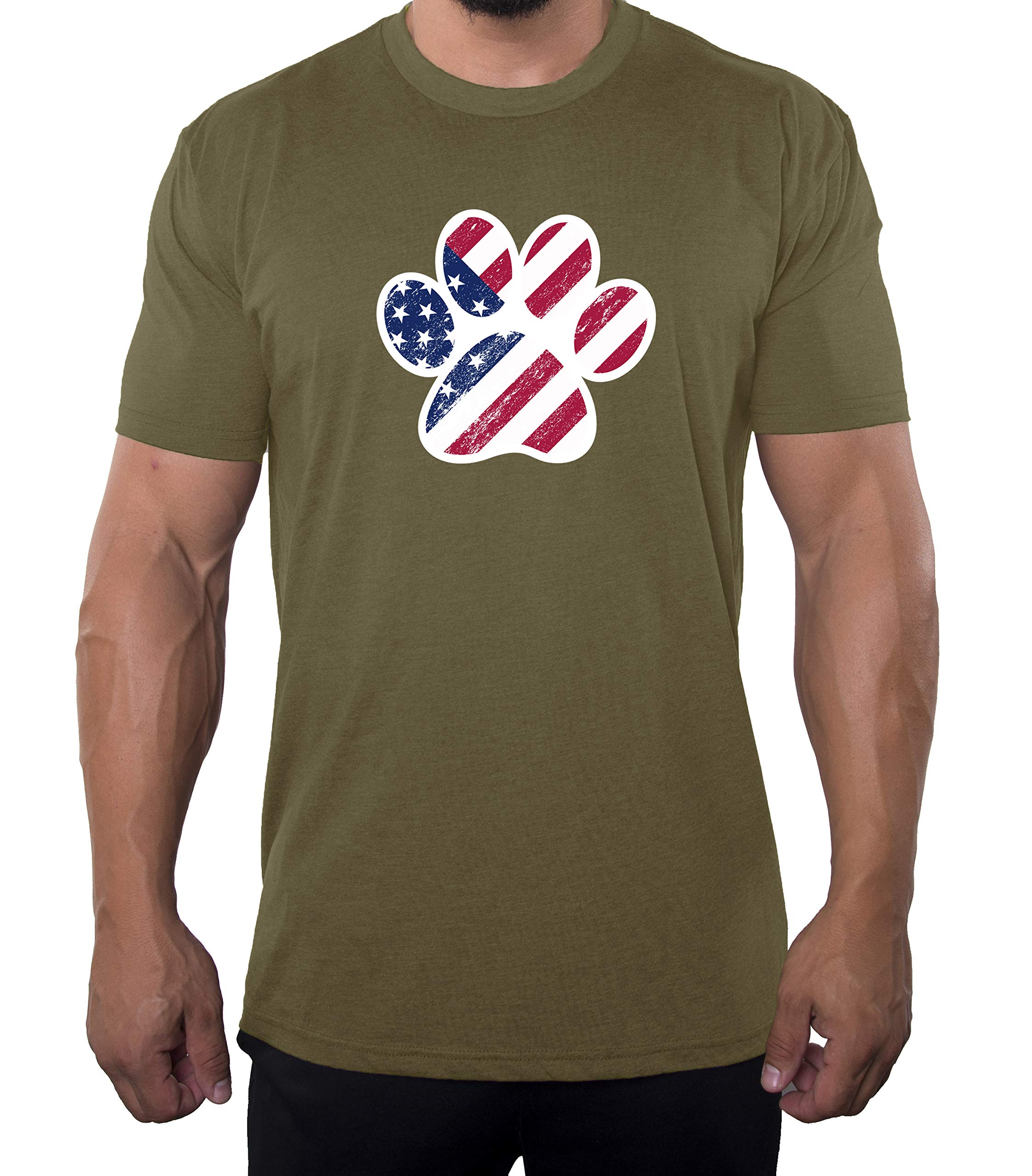 American Flag Dog Paw Patriotic Graphic T-Shirt for Men - Comfortable Cotton 4th of July Independence Day Shirt - Perfect for BBQ Parties, Fireworks Shows & Summer Outings