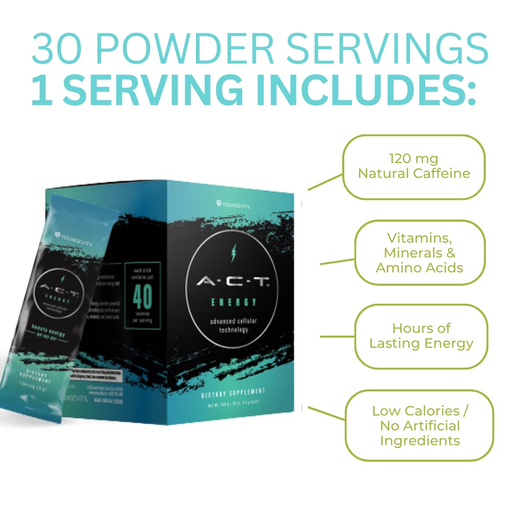 Energy On The Go A-C-T - 30 Travel Packets | Portable Energy Booster for Travel, Workouts & Outdoor Activities | Fast-Acting Supplement for Busy Lifestyles