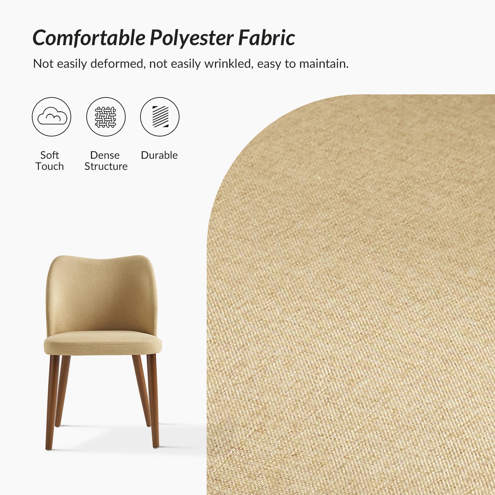 Mid Century Modern Upholstered Dining Chairs - Diana Collection | Stylish Upholstered Side Chairs for Kitchen, Dining Room & Office | Comfortable & Elegant Seating Solution