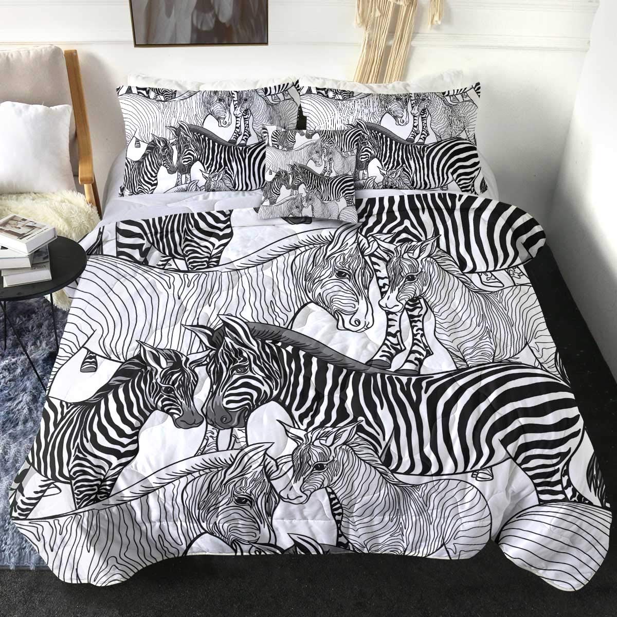 Sleepwish King Size Zebra Print Comforter Set - 4 Piece Black & White Bedding (Comforter, 2 Pillow Shams, Cushion Cover) | Lightweight, Soft & Machine Washable | Perfect for Modern Bedroom, Guest Room & Dorm Decor