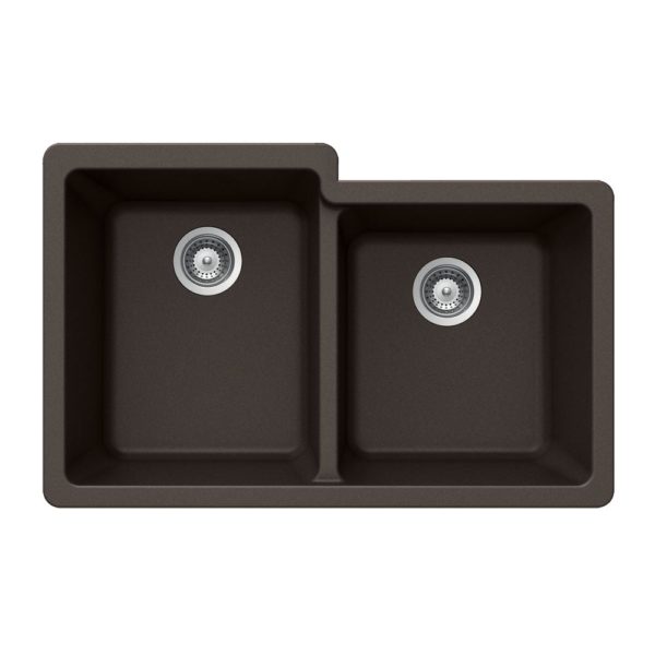 Hamat SIO 3321DUR MO 60/40 Double Bowl Granite Composite Undermount Kitchen Sink in Mocha - Durable & Stylish for Modern Kitchens, Perfect for Cooking and Cleaning