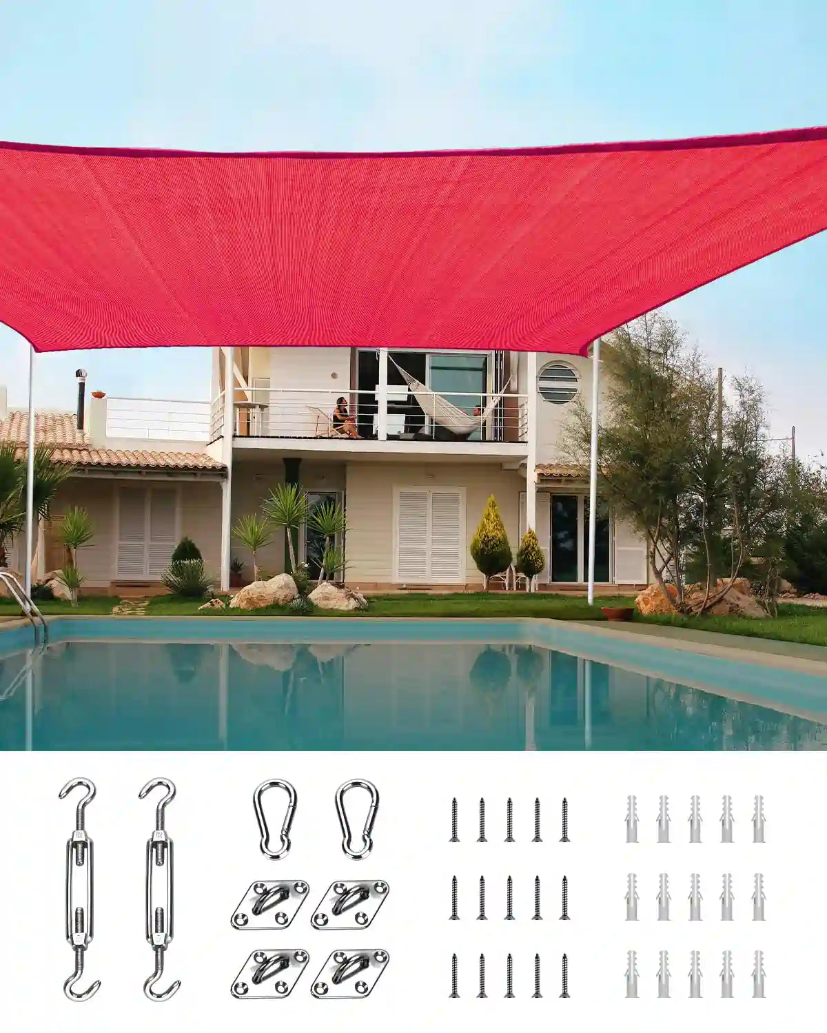 20' x 16' Rectangle Sun Shade Sail - UV Protection Outdoor Canopy for Patio, Garden, Pool & Backyard - Waterproof & Durable Shade Cloth for Sun Shelter