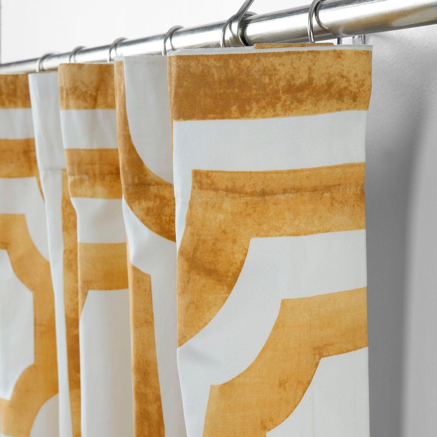 Mecca Gold Geometric Printed Cotton Blackout Curtains for Bedroom & Living Room - Stylish Window Treatment for Light Blocking & Privacy