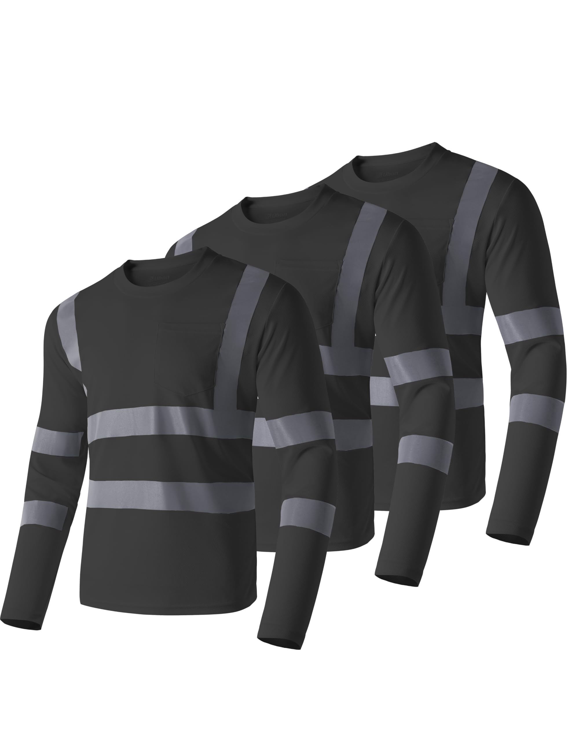 Ubon High Visibility Reflective Safety Shirts for Men - 3 Pack Short Sleeve Construction Work Shirts | Perfect for Nighttime Road Work, Construction Sites & Emergency Responders