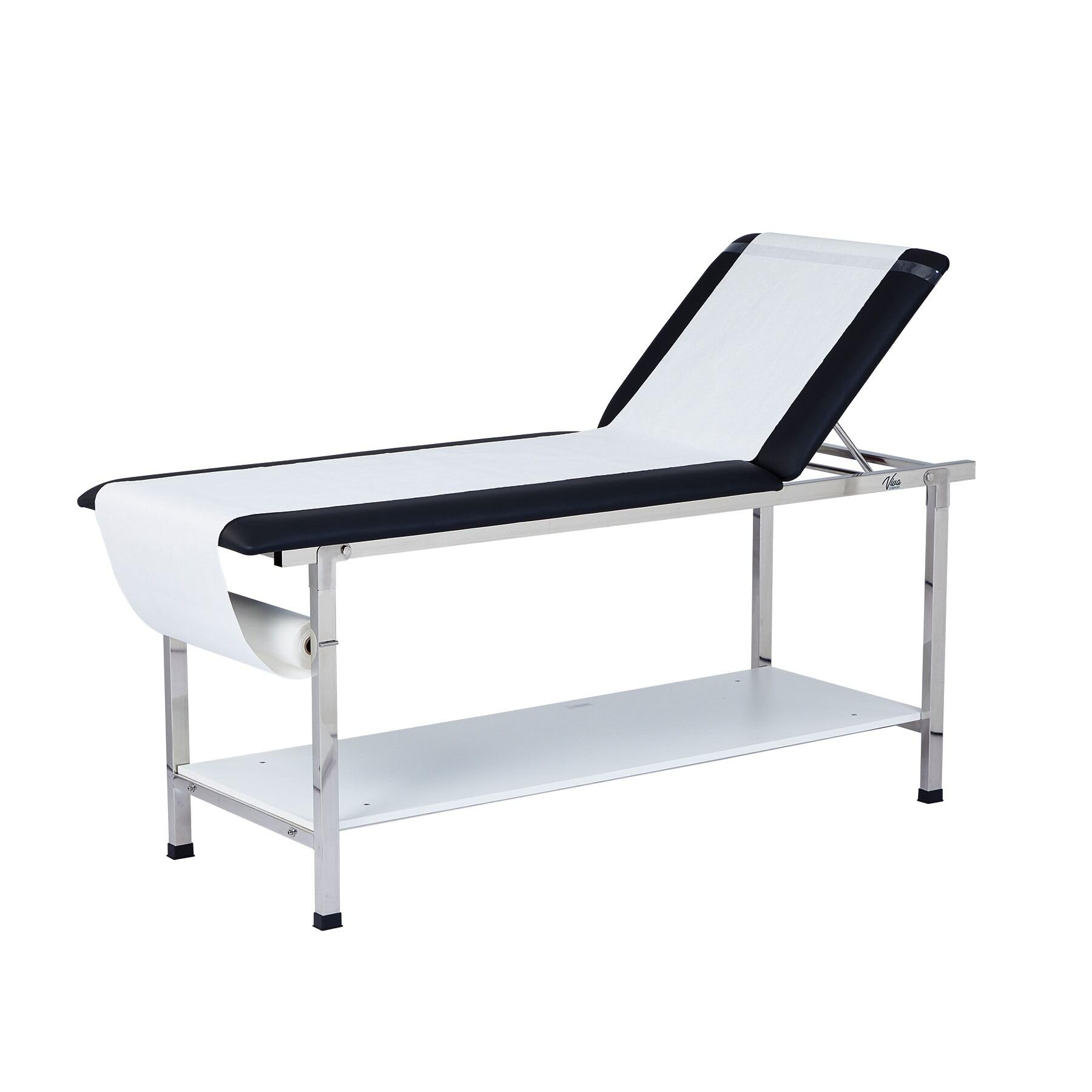 AdirMed VivaComfort Adjustable Medical Exam Table with Foldable Legs & Storage Shelf - Black - Perfect for Clinics, Hospitals & Home Health Care