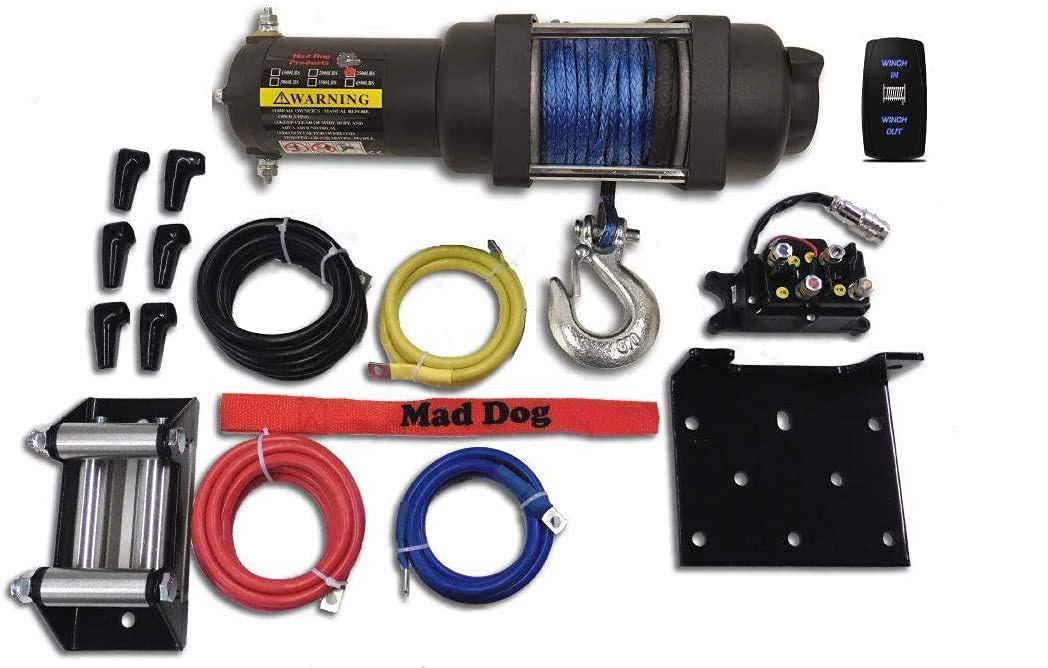 Mad Dog 3500 LB Winch with Mount Kit - Synthetic Rope for Honda Pioneer 1000/LE (2016-2024) - Off-Road Recovery, ATV & UTV Accessories for Tough Terrain Adventures