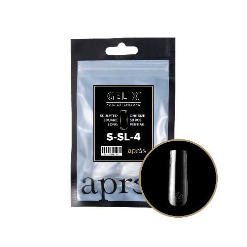 Apres Gel X Refill Tips 2.0 (50pc) - Sculpted Long Square Nail Extensions for Professional Salon & DIY Manicure at Home | Durable & Easy to Apply