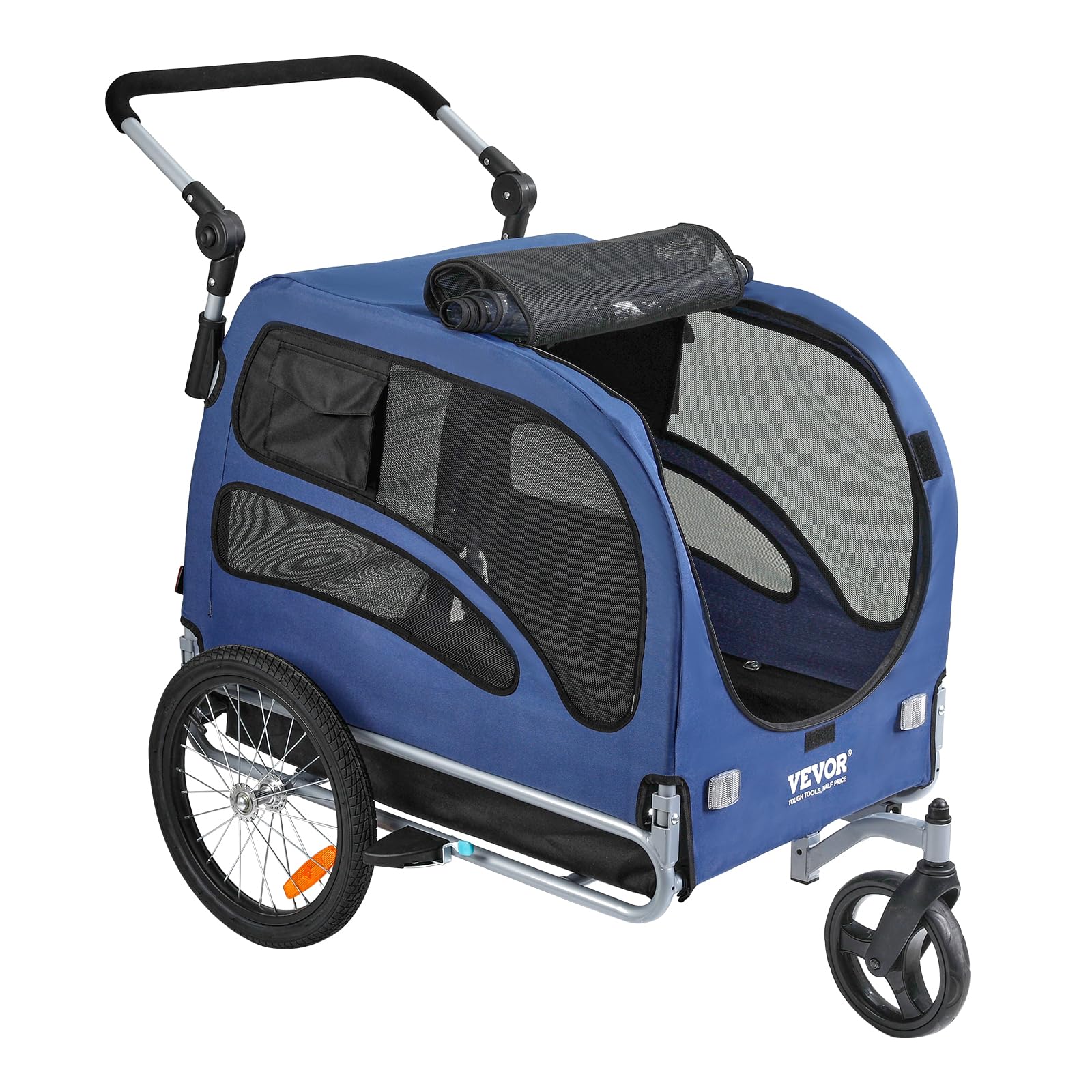 VEVOR 2-in-1 Dog Bike Trailer & Pet Stroller - Heavy Duty 100 lbs Capacity, Foldable Bicycle Carrier with Quick Release Wheels & Universal Coupler - Perfect for Cycling Adventures, Jogging & Outdoor Activities with Your Pet