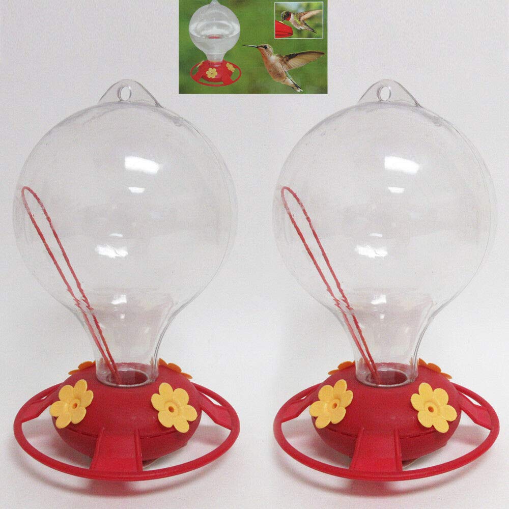 2 Pack Hummingbird Nectar Feeders - 20oz Clear Glass Flower Shaped Bird Feeder for Outdoor Garden, Patio & Backyard - Attract Hummingbirds to Your Yard (Perfect for Bird Watching & Nature Lovers)