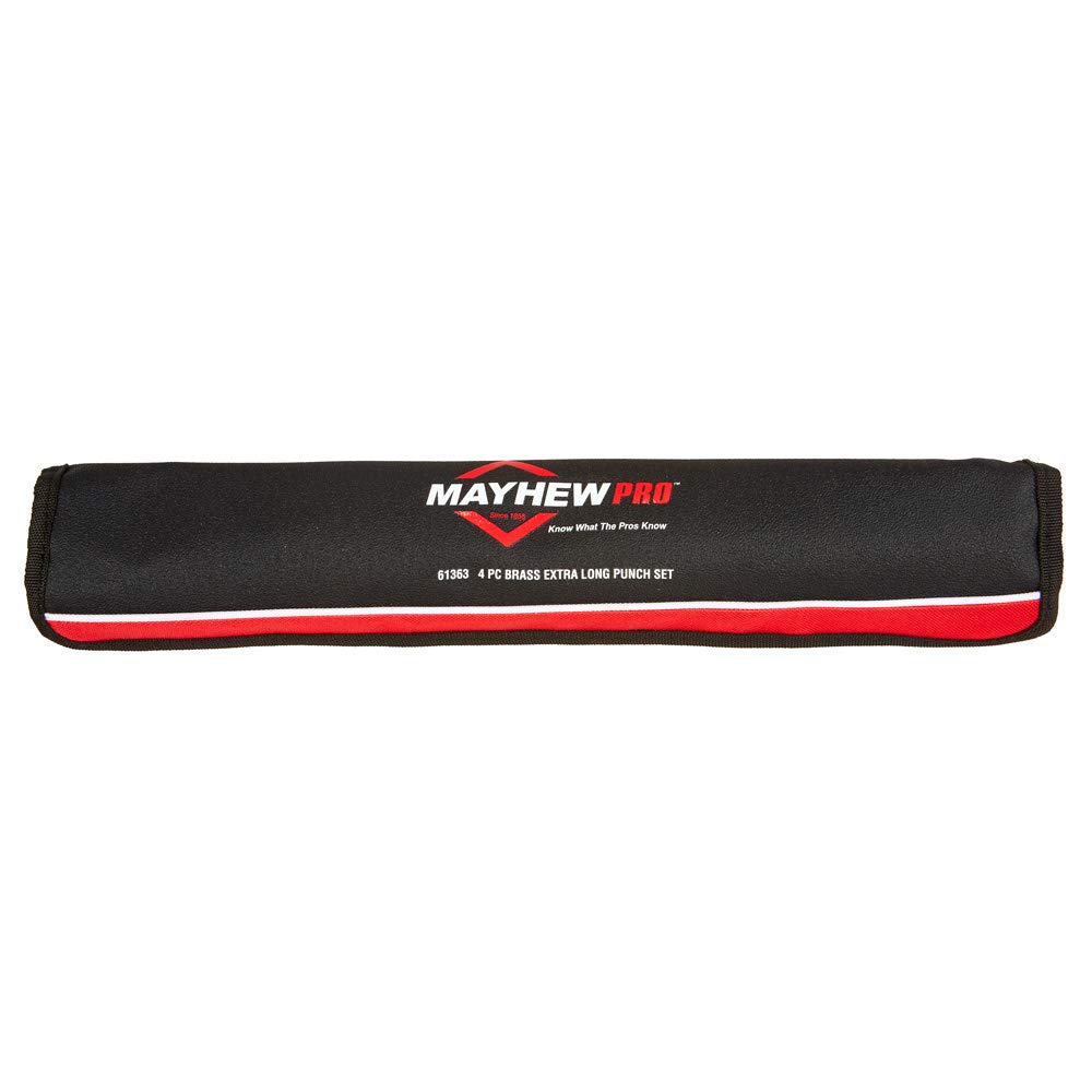 Mayhew Tools 61363 X-Long Brass Punch Set - 4-Piece Multi-Size Punch Kit for Metalworking & Woodworking | Perfect for Automotive Repair, DIY Projects & Professional Use