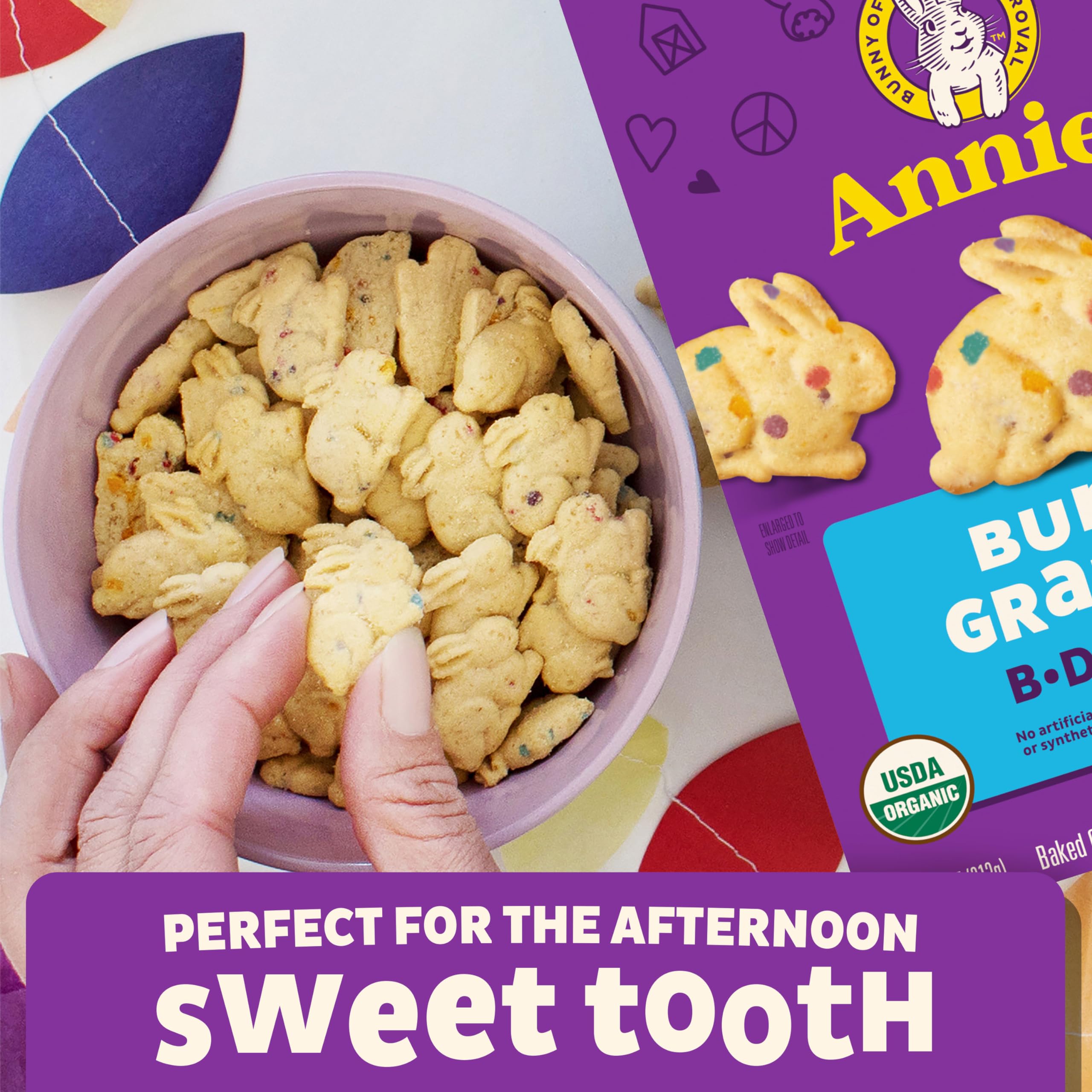 Annie's Organic Birthday Cake Bunny Grahams - Healthy Kids Snacks, 7.5 oz Box - Perfect for Birthday Parties, School Lunches & After-School Treats