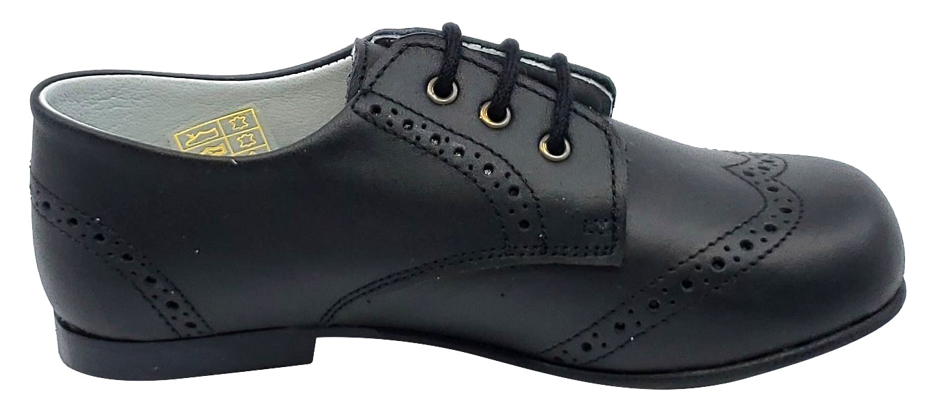Gepetto's Boys Black Leather Blucher Wingtip Dress Shoes - Formal & School Occasions