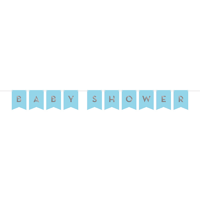 12-Piece Bulk Blue and Silver Baby Shower Banners - Perfect for Gender Reveal Parties, Nursery Decor & Newborn Celebrations