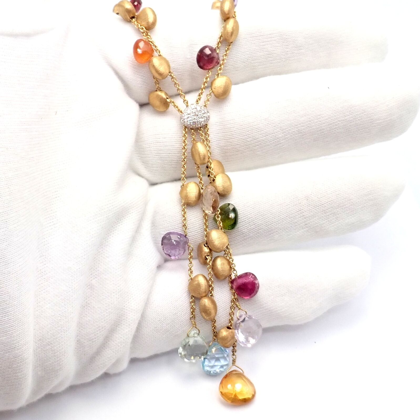 Authentic Marco Bicego 18k Yellow Gold Paradise Gemstone Diamond Necklace for Women - Elegant Jewelry Gift for Anniversary, Wedding & Special Occasions