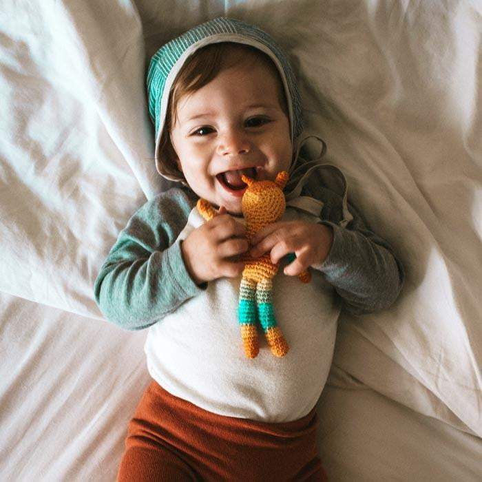 Organic Cotton Baby Rattle Toy - Safe Teething & Sensory Toy for Infants - Perfect for Newborn Gifts, Tummy Time & Early Learning Play