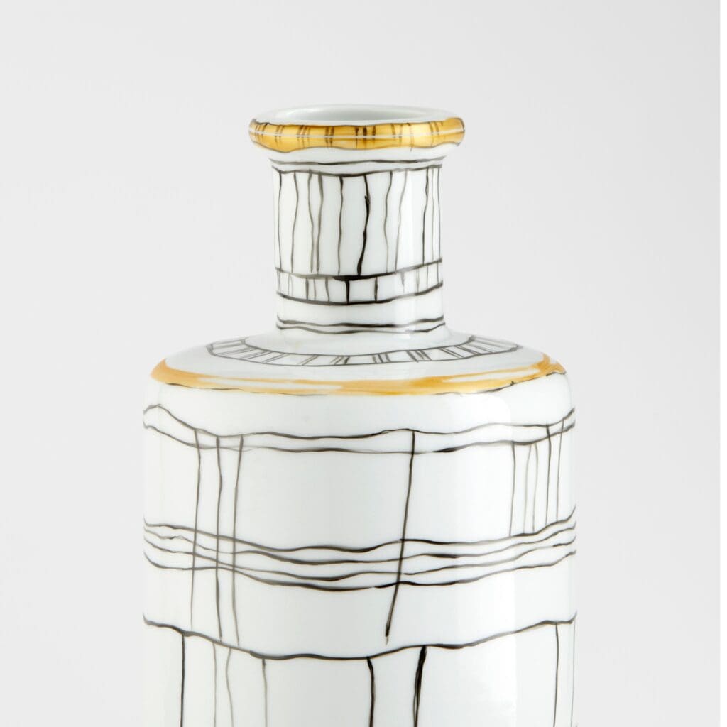 Cyan Design 11429 Lindus Vase - Small Black & White Ceramic Decorative Vase for Home, Office, Wedding, or Gift