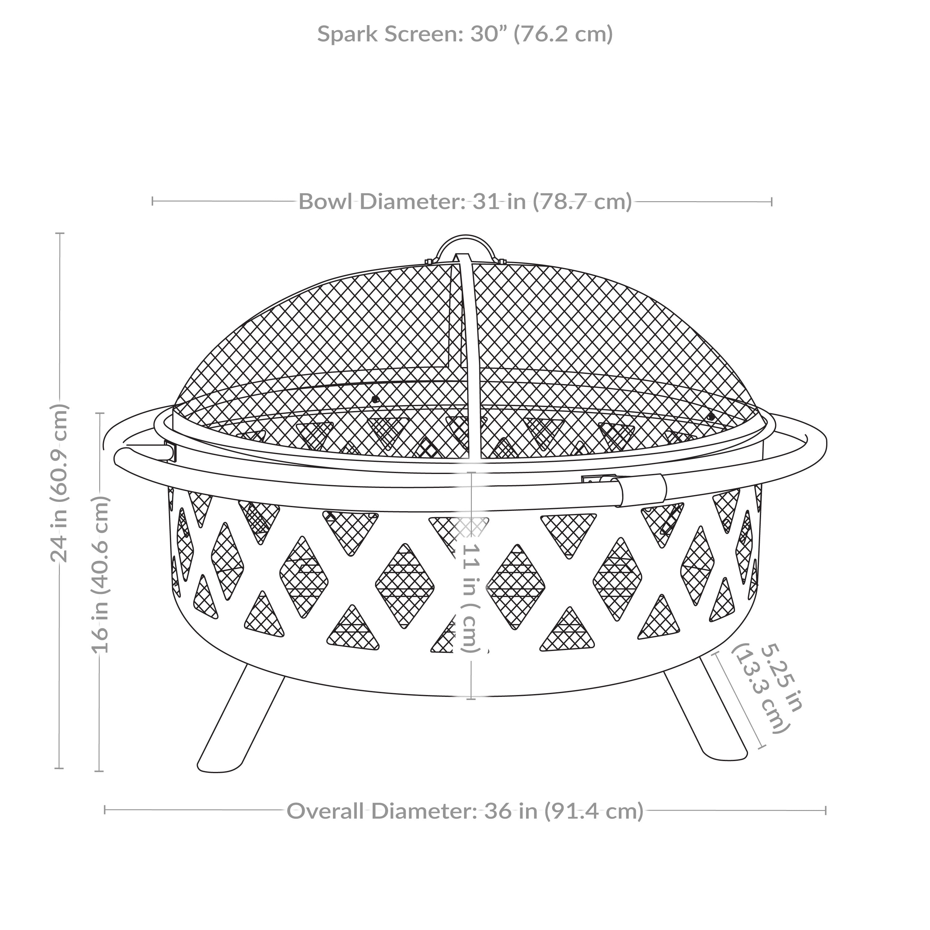 Sunnydaze Bronze Crossweave Outdoor Fire Pit with Spark Screen & Poker - Heavy Duty Steel Wood Burning Firepit for Backyard, Patio, Camping & Bonfires