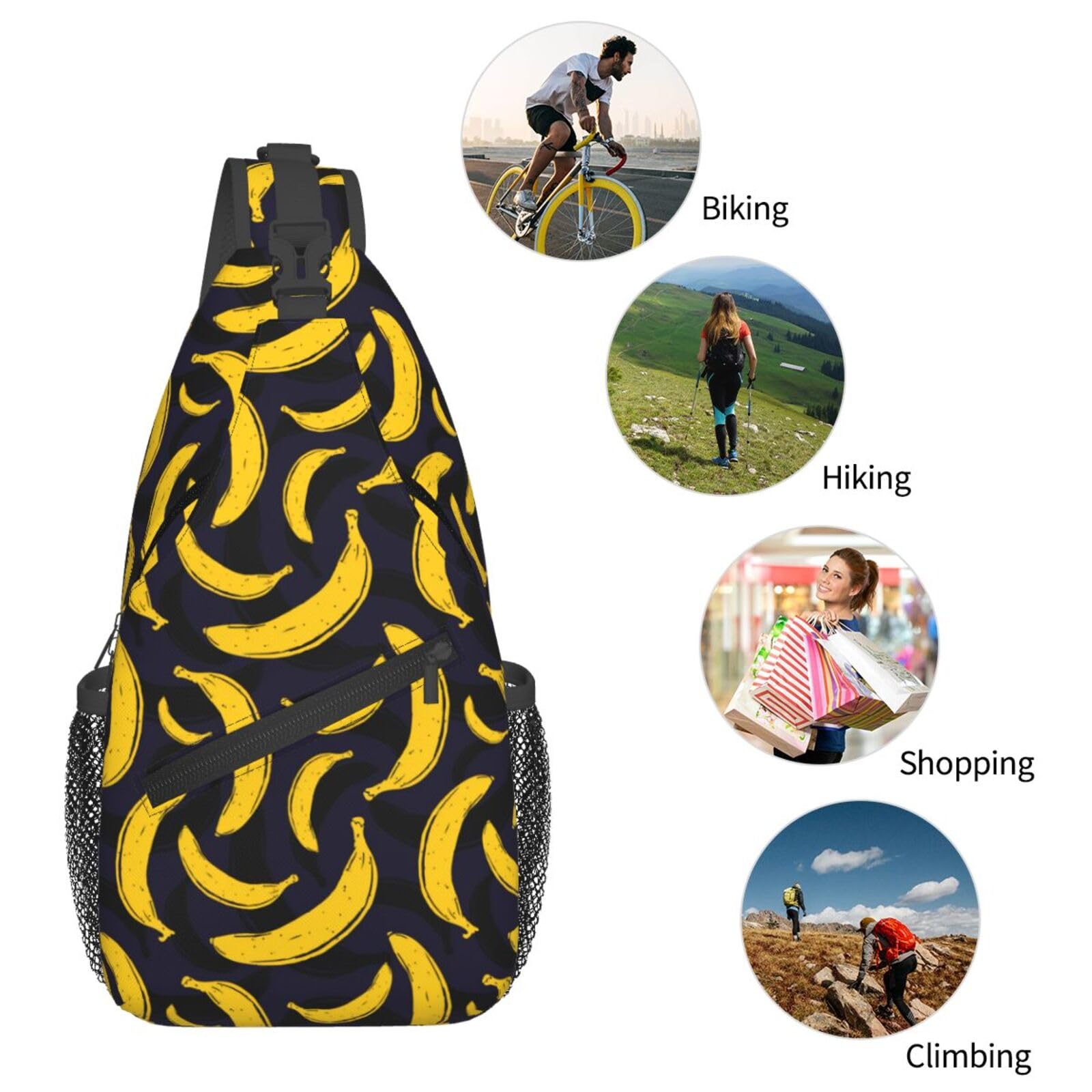 Pop Art Banana Print Sling Bag for Women & Men - Fashion Fruit Design Crossbody Shoulder Backpack - Perfect for Travel, Hiking, Sports & Casual Daily Use