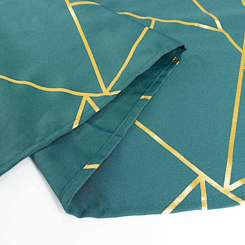 120 Polyester Round Tablecloth with Metallic Geometric Pattern - Elegant Dining Decor for Weddings, Parties & Home Events