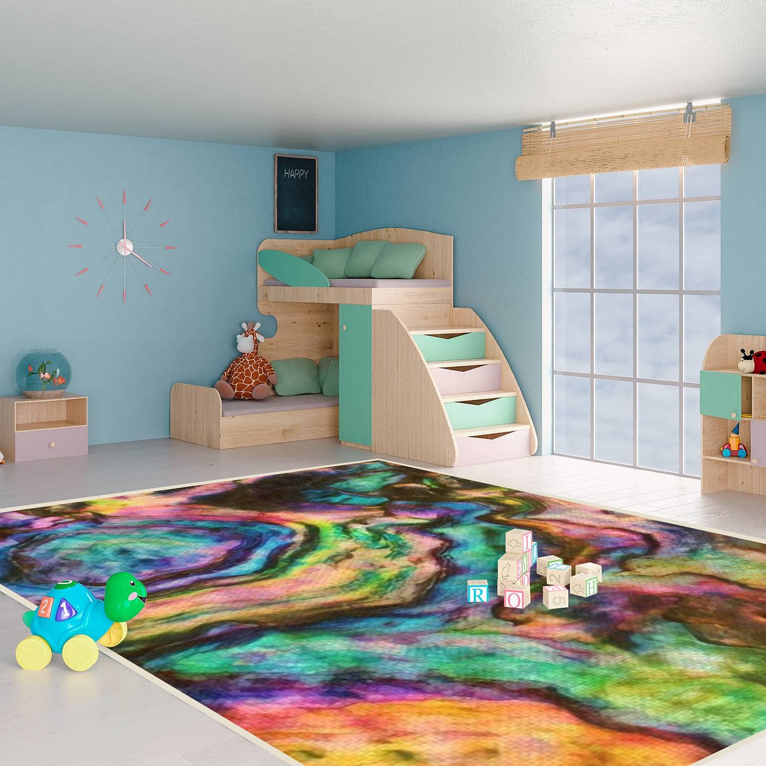 Non-Slip Modern Area Rugs for Living Room & Bedroom - Pearl Shell Abstract Design, Stain Resistant Indoor/Outdoor Carpet Mat - Perfect for Home Decor, Floor Protection and Cozy Spaces