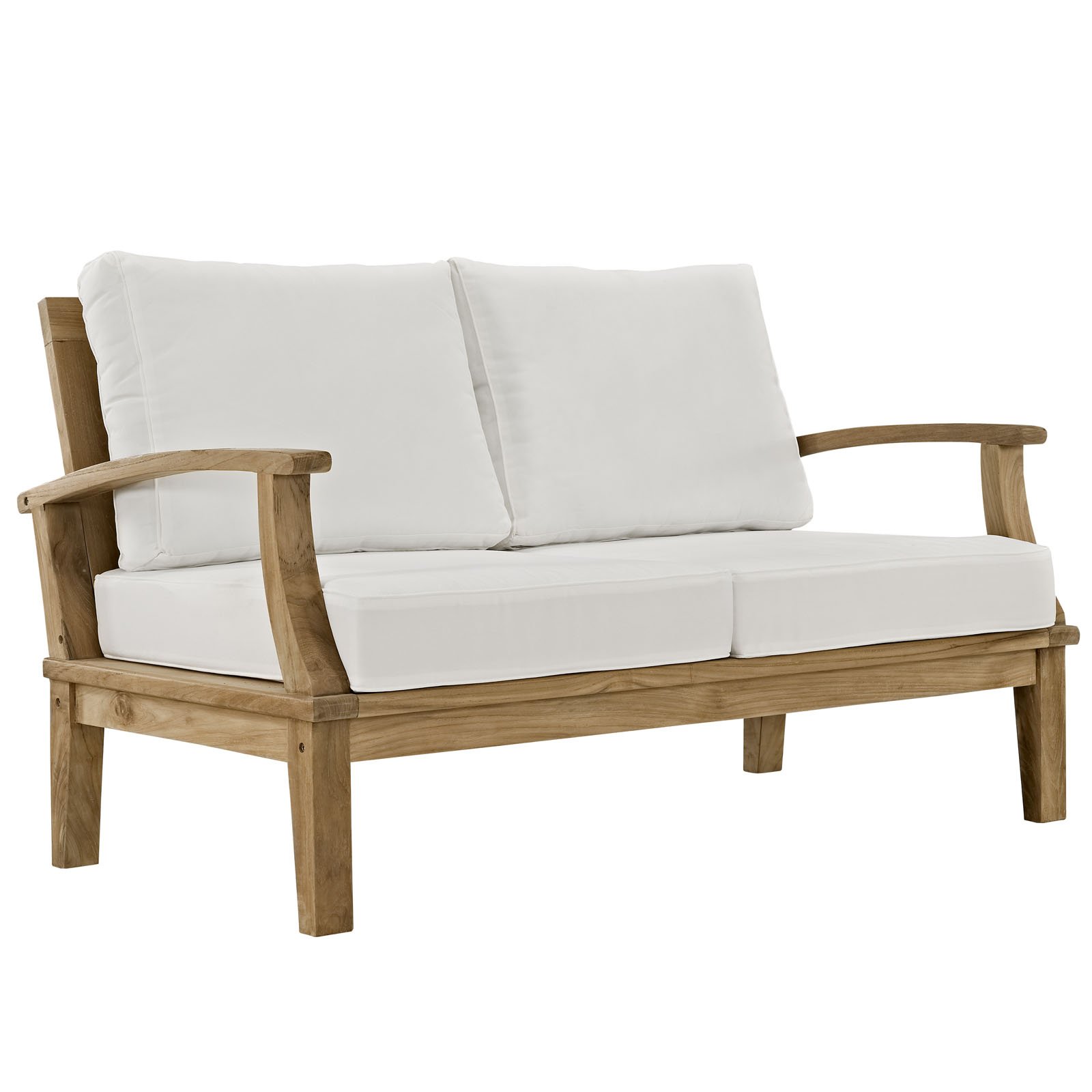 Modway EEI-1469-NAT-WHI-SET 4-Piece Premium Teak Wood Outdoor Patio Furniture Set - Natural White - Grade A Weather-Resistant Dining Set for Poolside, Garden & Backyard Relaxation