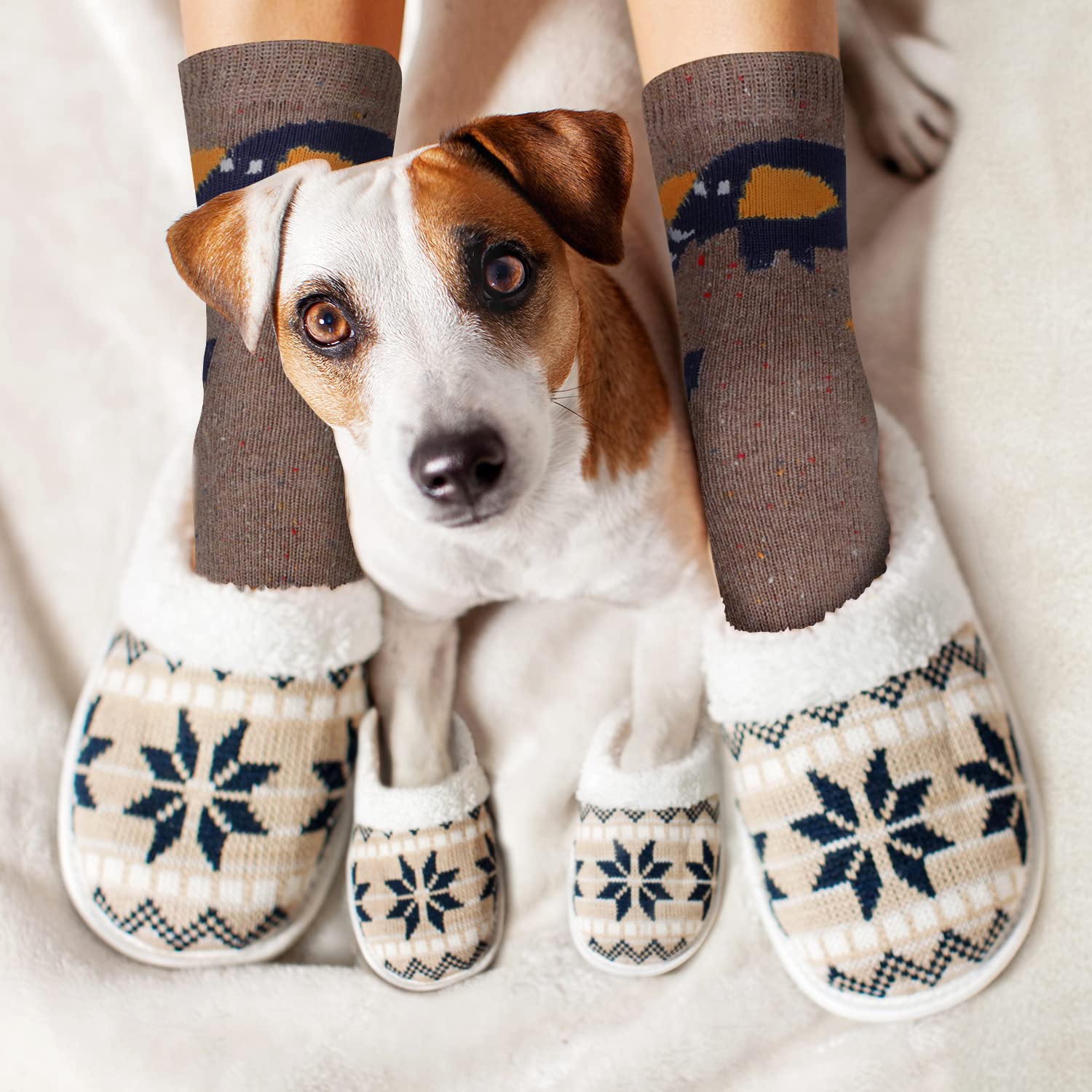 Benefeet Women's Cute Wool Socks - Fun Animal Cat Print Winter Warm Boot Socks for Hiking & Casual Wear | Cozy Crew Thermal Socks for Women & Girls | Perfect for Outdoor Activities, Home & Office