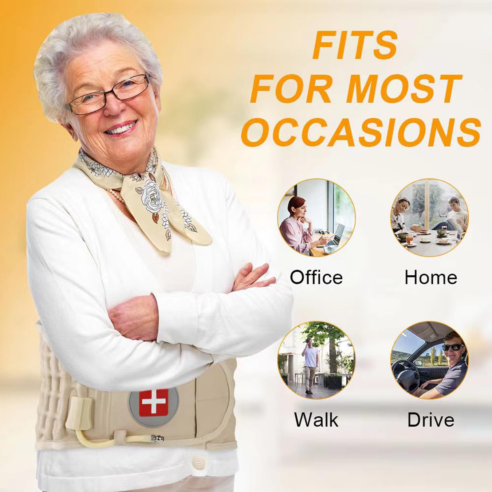 Decompression Back Belt for Lower Back Pain Relief - Spinal Air Traction Belt with Lumbar Support, Adjustable Waist 29-49 inches - Ideal for Office Workers, Drivers & Post-Surgery Recovery