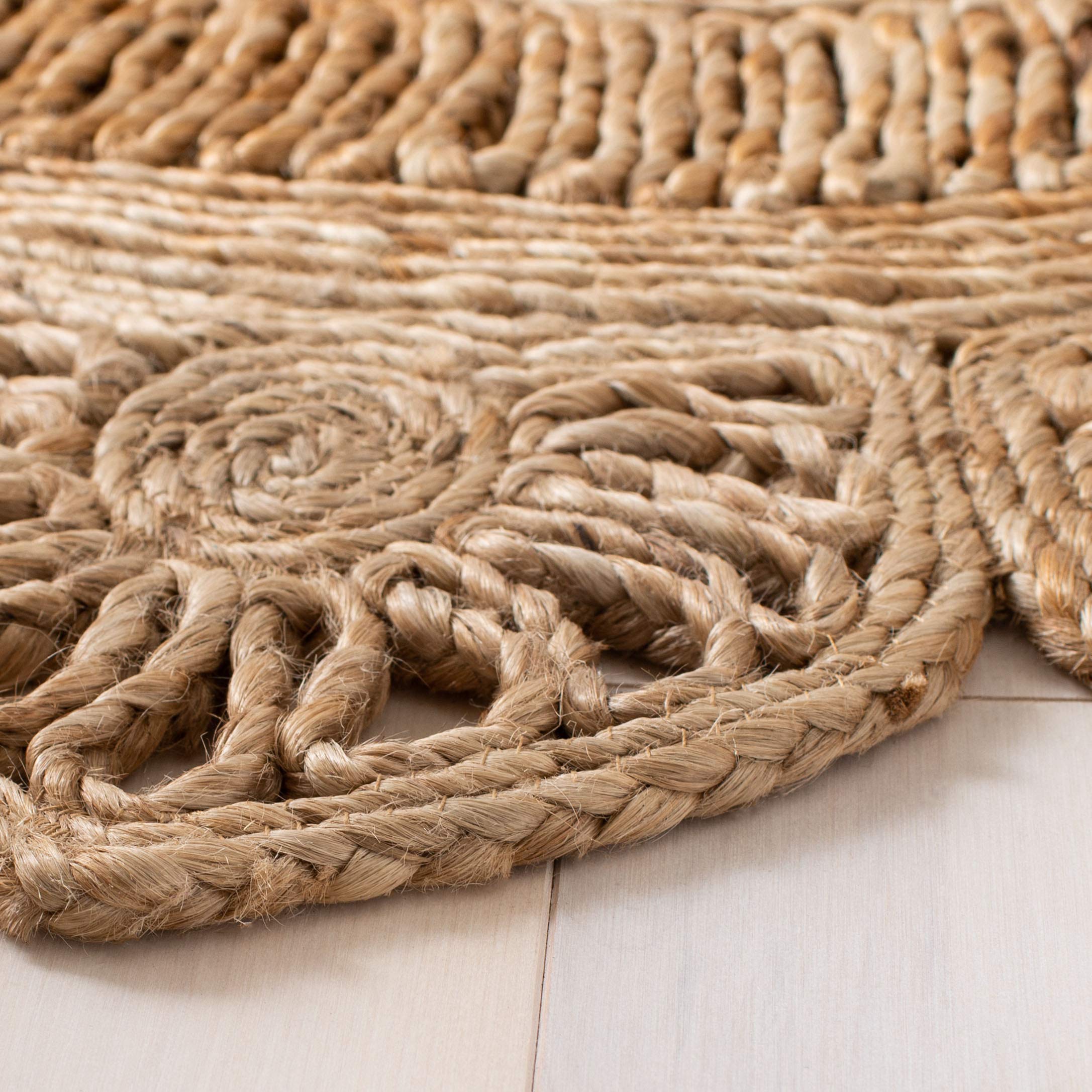 SAFAVIEH Handmade Boho Jute Area Rug 8' Round - Natural Fiber Round Collection NFB253A for Living Room, Bedroom & Boho Decor
