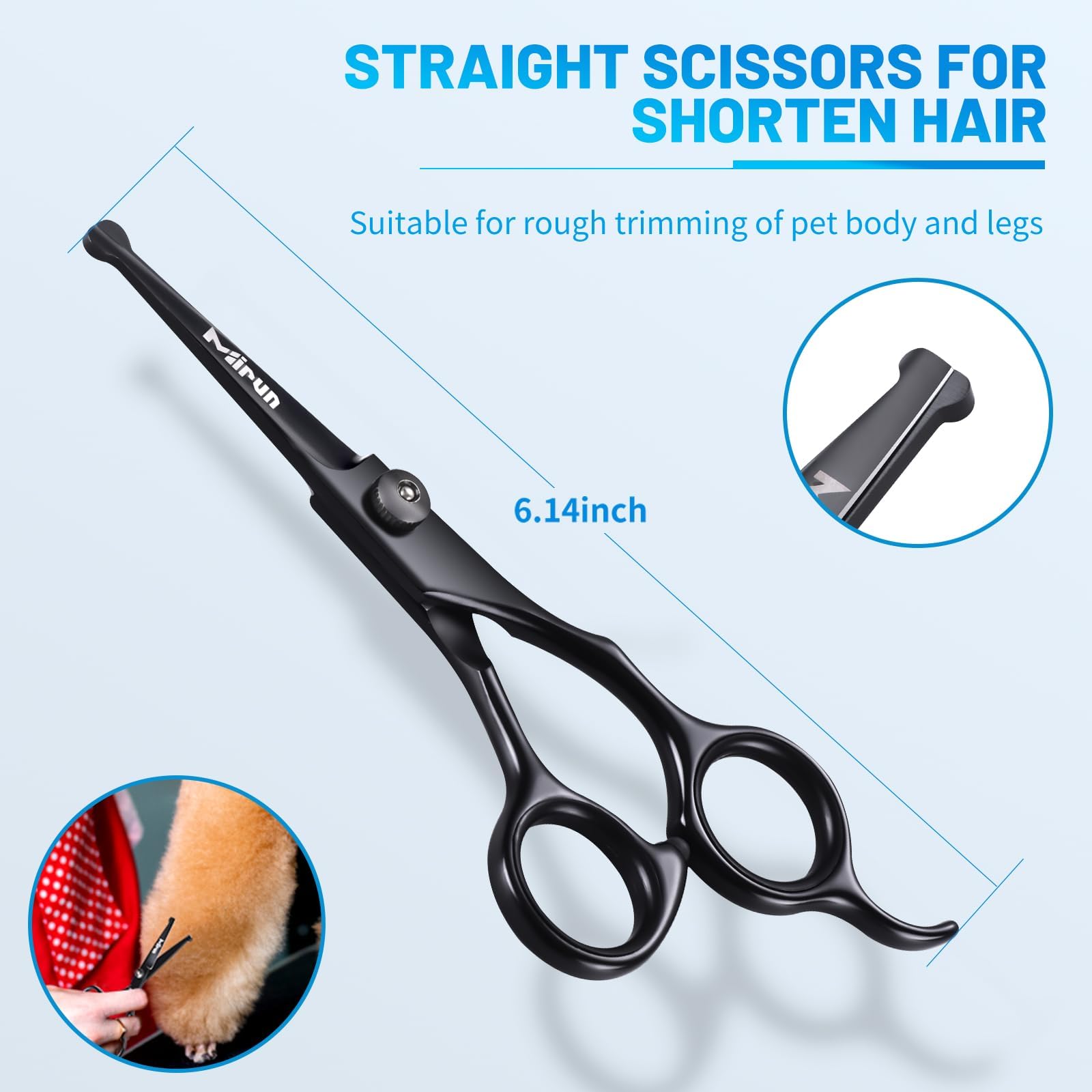 5-in-1 Titanium Plated Dog Grooming Scissors Kit - Professional Stainless Steel Pet Shears with Safety Round Tips for Dogs & Cats - Sharp Durable Grooming Tools for Home Use & Professional Pet Salons