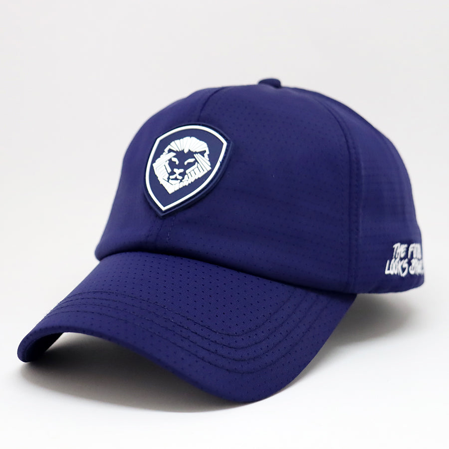 VT Shield Future Looks Bright Navy Velcro Performance Perforated Hat - Breathable Adjustable Baseball Cap for Outdoor Sports & Casual Wear