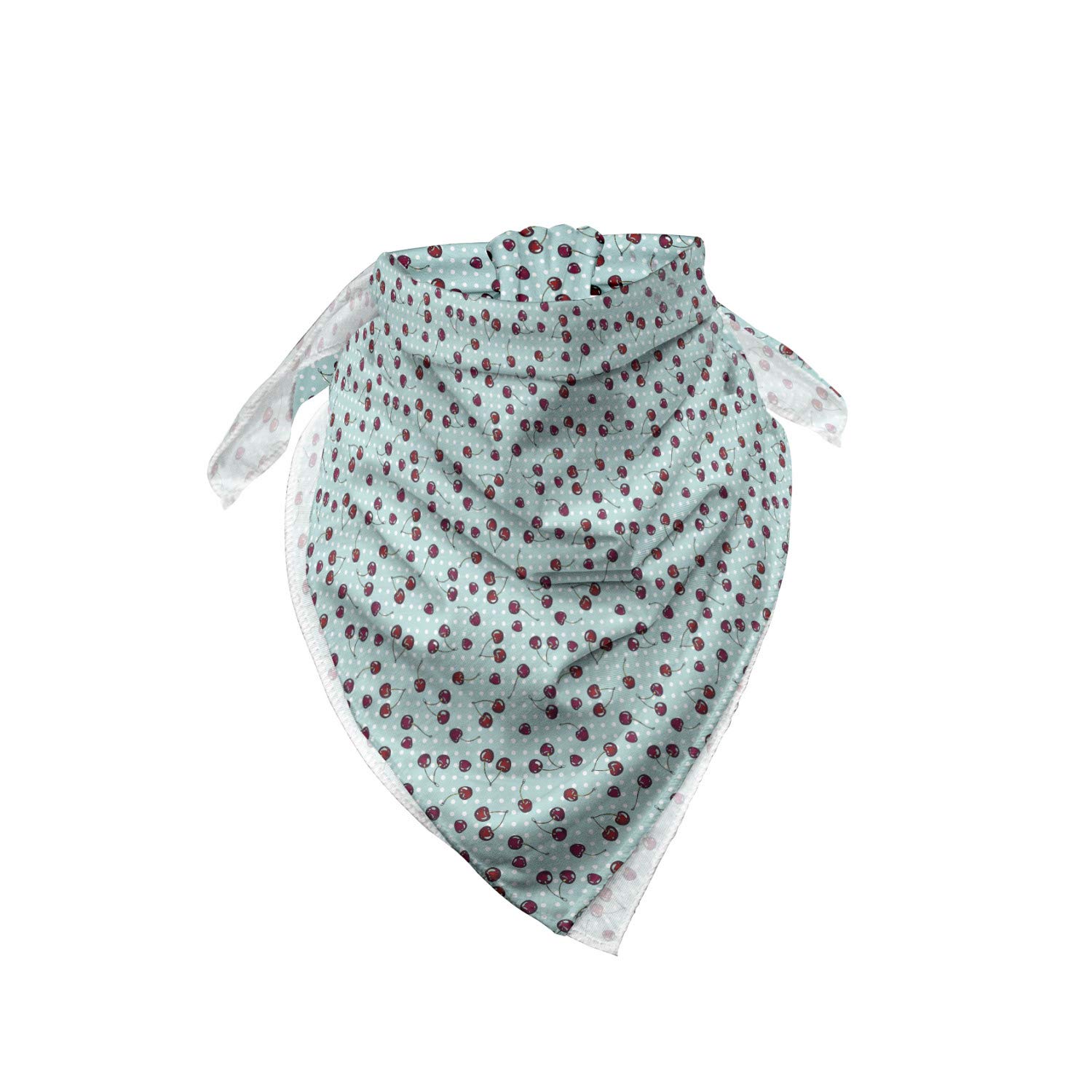 Ambesonne Cherry Bandana - Vintage Fruit Print on Polka Dots, Unisex Head Scarf & Neck Tie for Summer Outfits, Music Festivals & Outdoor Activities
