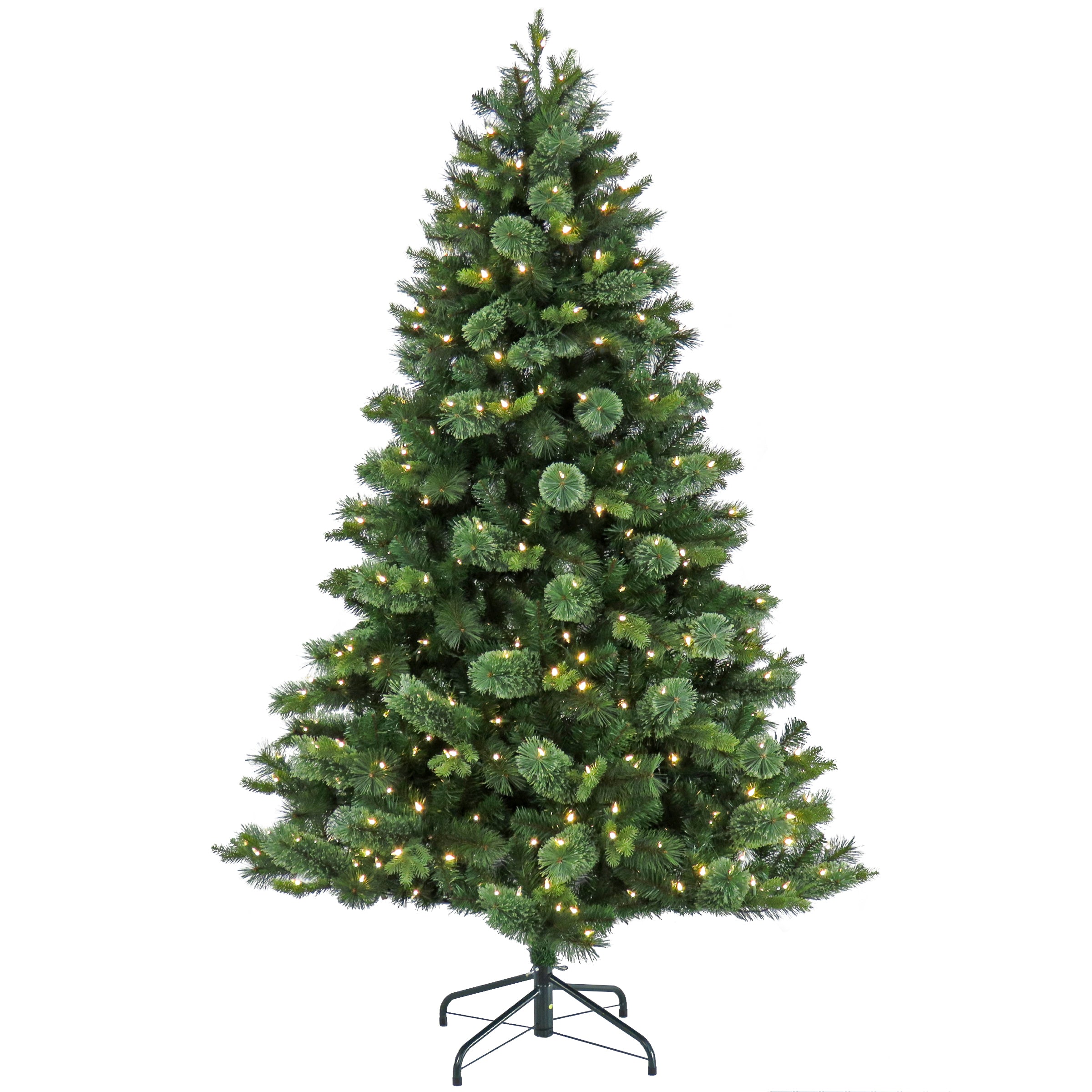 7 ft. Pre-Lit Montreal Pine Artificial Christmas Tree with Warm White LED Lights - Perfect for Home, Office, and Holiday Decorations