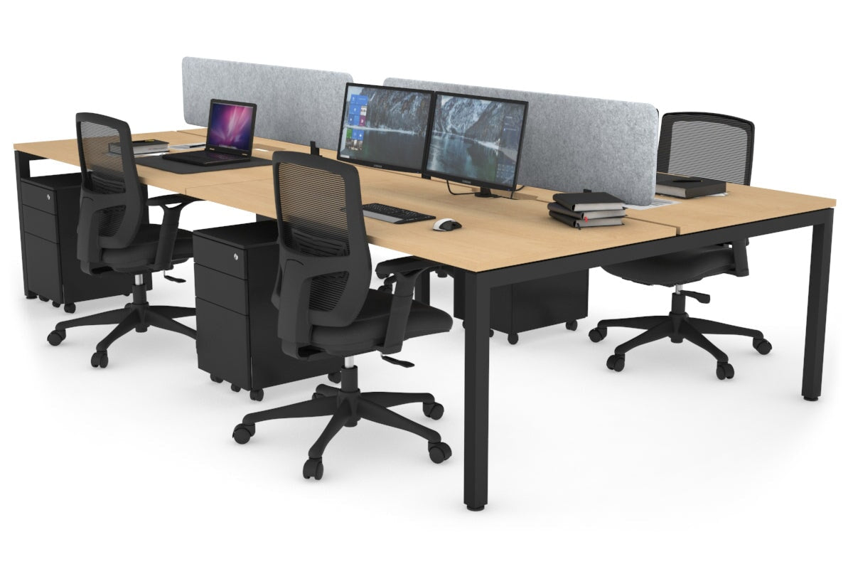 4-Person Office Workstation with Quadro Square Legs - 1800L x 800W Desk with Cable Management Scallop | Perfect for Collaborative Workspaces & Open Office Environments