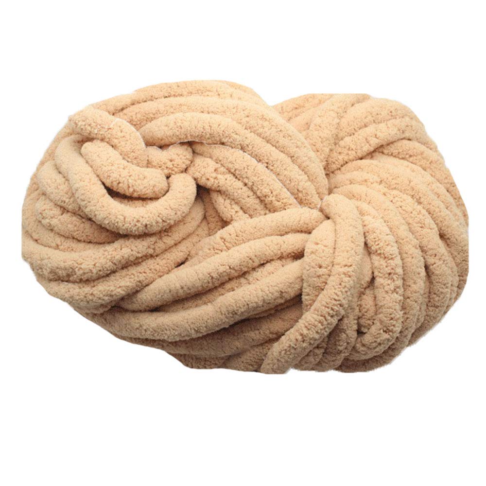 8 oz Light Khaki Jumbo Chenille Chunky Knit Yarn - Super Soft Bulky Knitting Yarn for Arm Knitting, Blankets, Scarves & DIY Crafts - Giant Chenille Yarn for Cozy Home Decor & Handmade Gifts