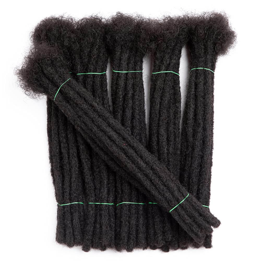 100% Real Human Hair Dreadlock Extensions - 0.8-1cm Width Permanent Loc Extensions (12 inch, 30 Strands) for Natural Hairstyles & Protective Styling