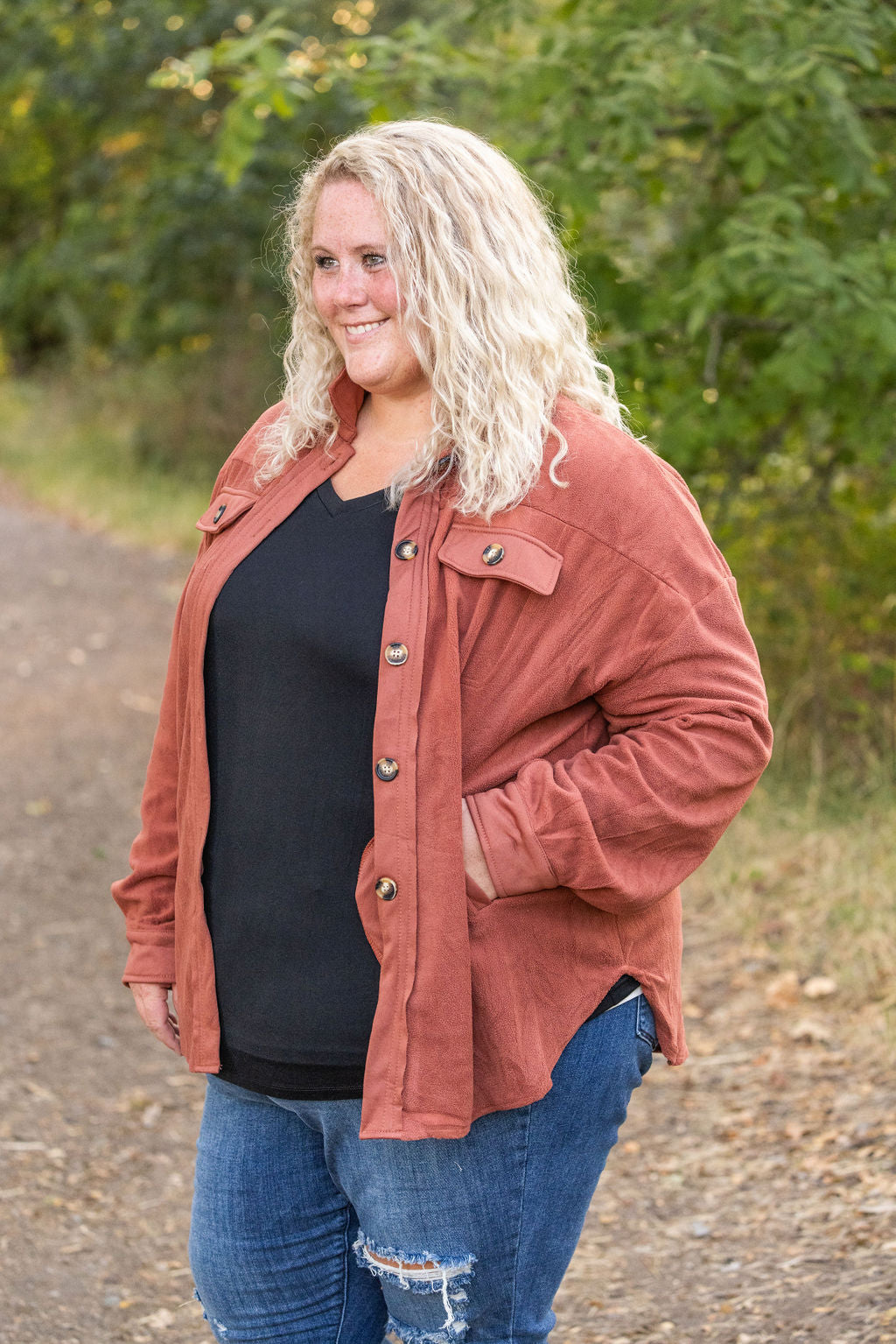 Jordan Shacket in Terra Cotta - Men's Fleece Lined Overshirt for Casual Wear & Outdoor Activities