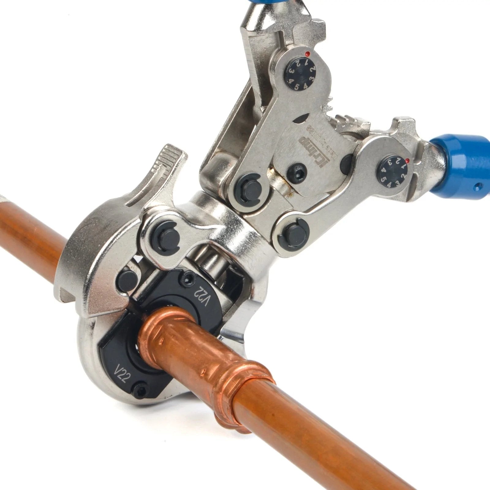 Professional Copper Pipe Press Tool Kit with 15/18/22/28mm V-Type Jaws - Perfect for Plumbing, HVAC & DIY Pipe Fitting Projects
