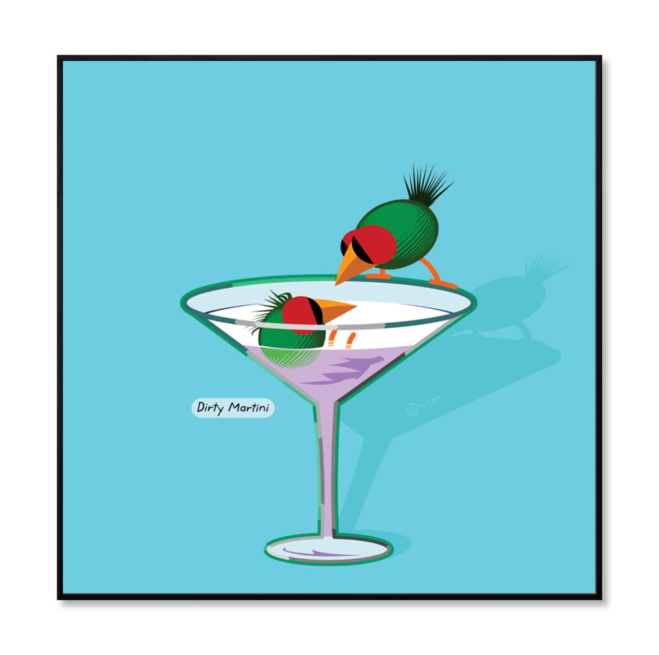 Elegant Dirty Martini Cocktail Framed High Gloss Acrylic Wall Art - Perfect for Bar Decor, Home Office & Modern Living Room