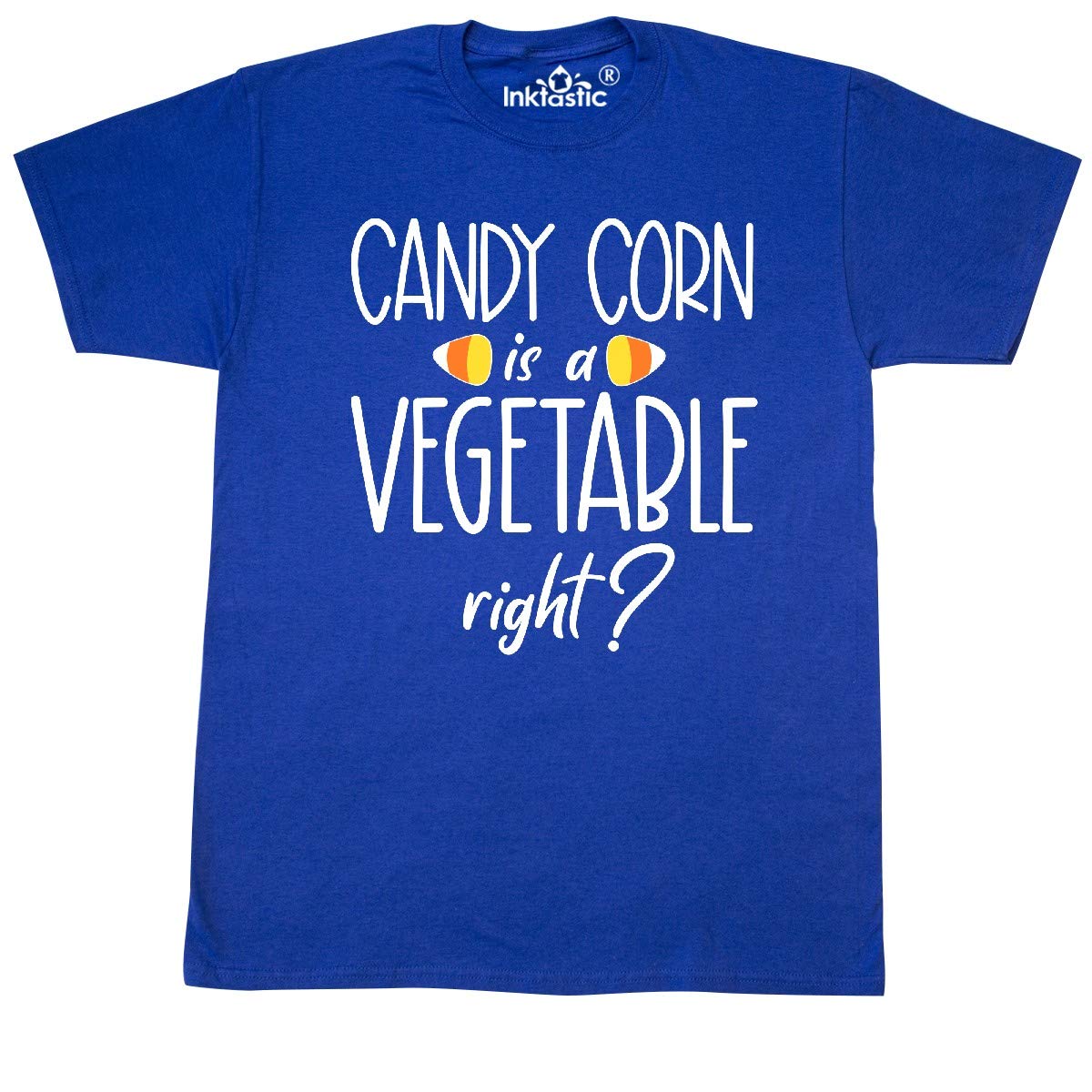 Inktastic Halloween Candy Corn is a Vegetable, Right? Funny Halloween T-Shirt for Men & Women - Perfect for Costume Parties, Trick or Treating & Spooky Season Outfits