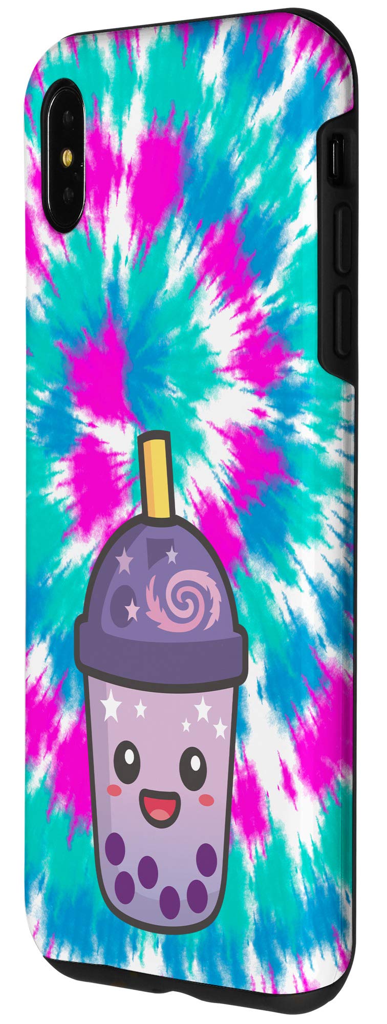 iPhone XS Max Case - Trendy Colorful Tie Dye Design with Japanese Bubble Boba Milk Tea Theme | Perfect for Anime Lovers, Kawaii Fashion & Bubble Tea Enthusiasts