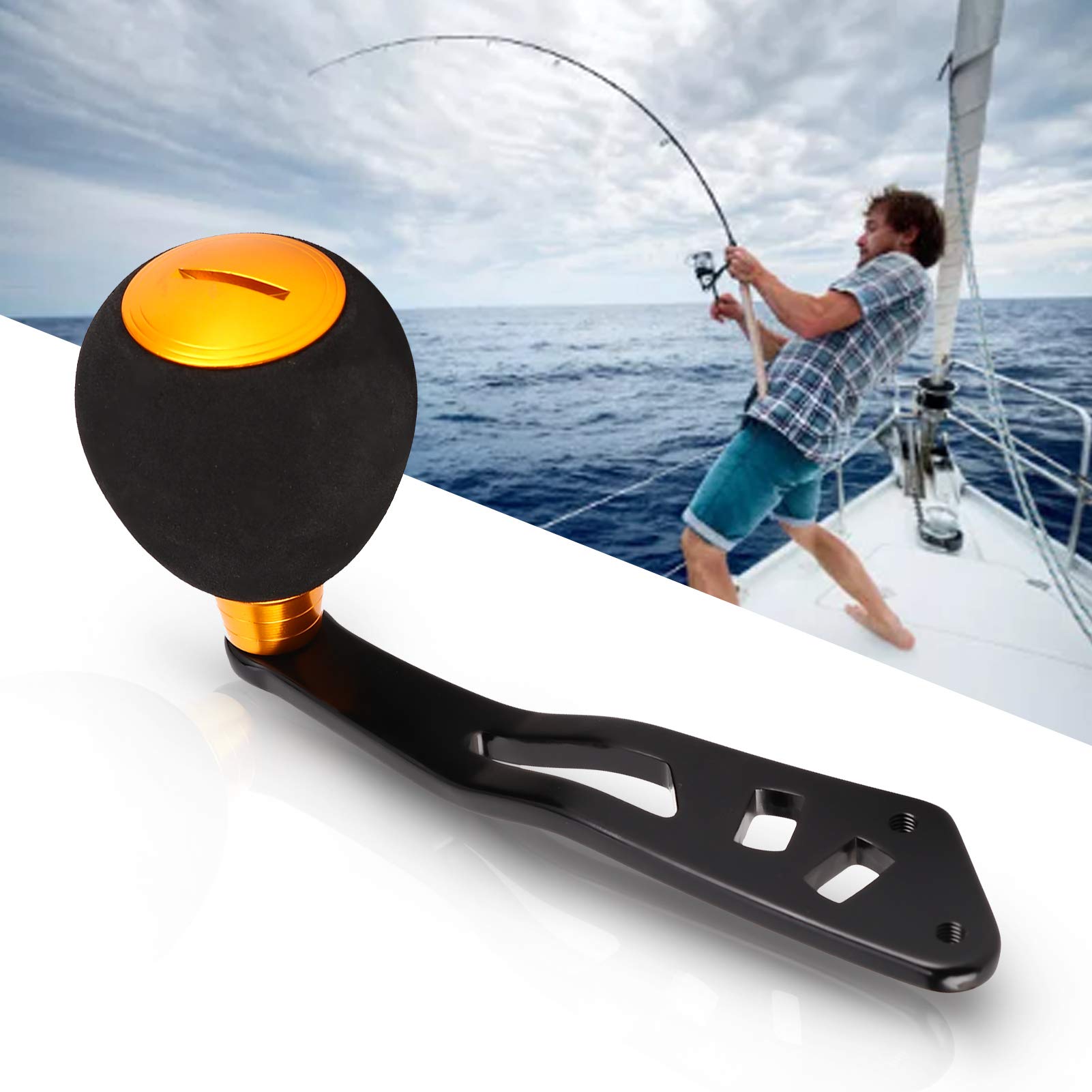 360° Smooth Baitcasting Fishing Reel Handle - Easy Install EVA+Metal Construction - Perfect for Saltwater & Freshwater Fishing - Great for Bass, Trout & Walleye Anglers