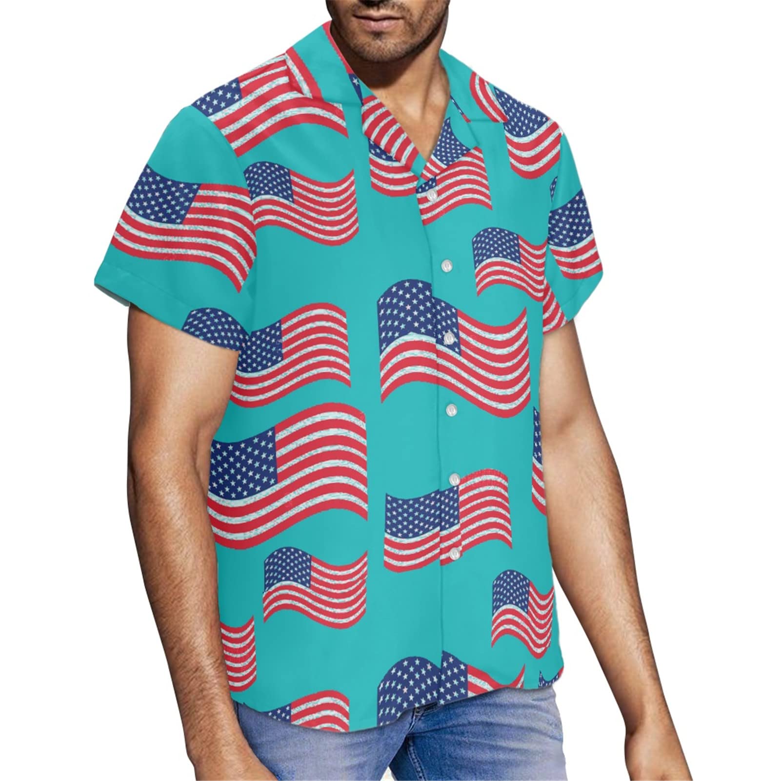 Frestree Men's Hawaiian Shirts Short Sleeve Button Down Dress Shirt - Breathable Quick Dry Summer Casual Shirt with Work Collar, Regular Fit for Vacation, Beach Party & Outdoor Activities