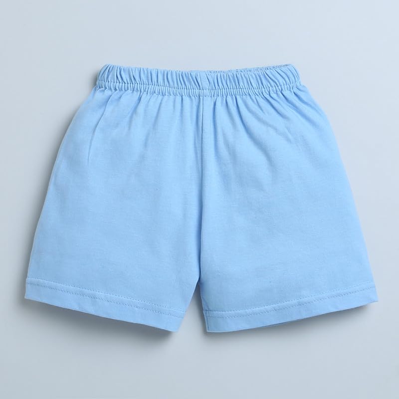 BUMZEE Sky Blue & White Baby Boys' Shorts 2-Pack - Soft Cotton Shorts for 3-6 Months (Peb8895) - Perfect for Playtime, Daycare & Summer Outfits