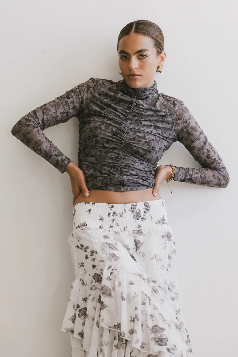 Lola Ruched Women's Blouse - Elegant Ruffled Tops for Casual & Party Wear | Final Sale