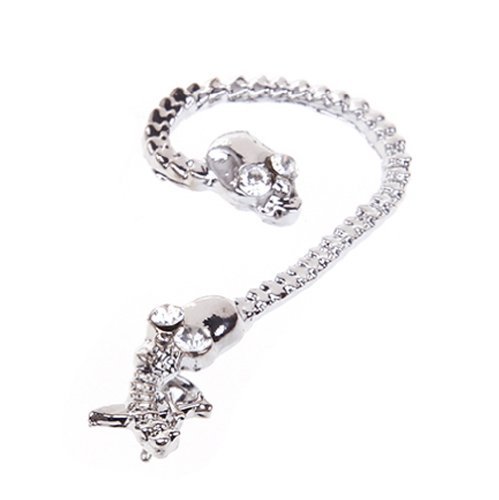 Gothic Skull Earrings for Women - Punk Rock Ear Cuff with Left Angle Design - Perfect for Halloween, Cosplay, and Alternative Fashion