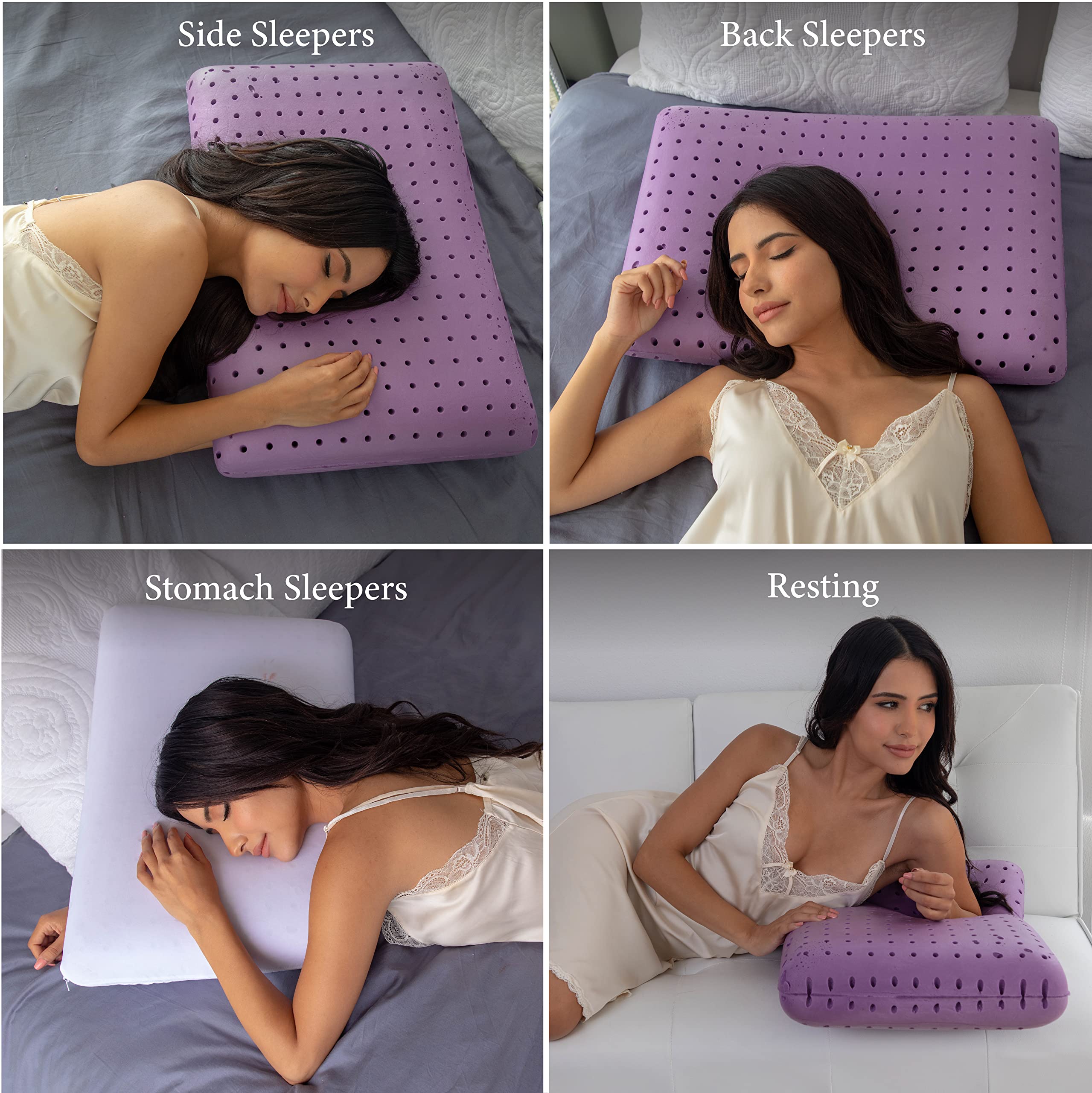 Pharmedoc Cooling Memory Foam Pillows, 2 Pack - Ventilated Lilac Dreamer Bed Pillows for Back & Side Sleepers | Standard Size Orthopedic Support Pillows for Adults | Perfect for Reading, Bed Rest & Nighttime Sleep Comfort