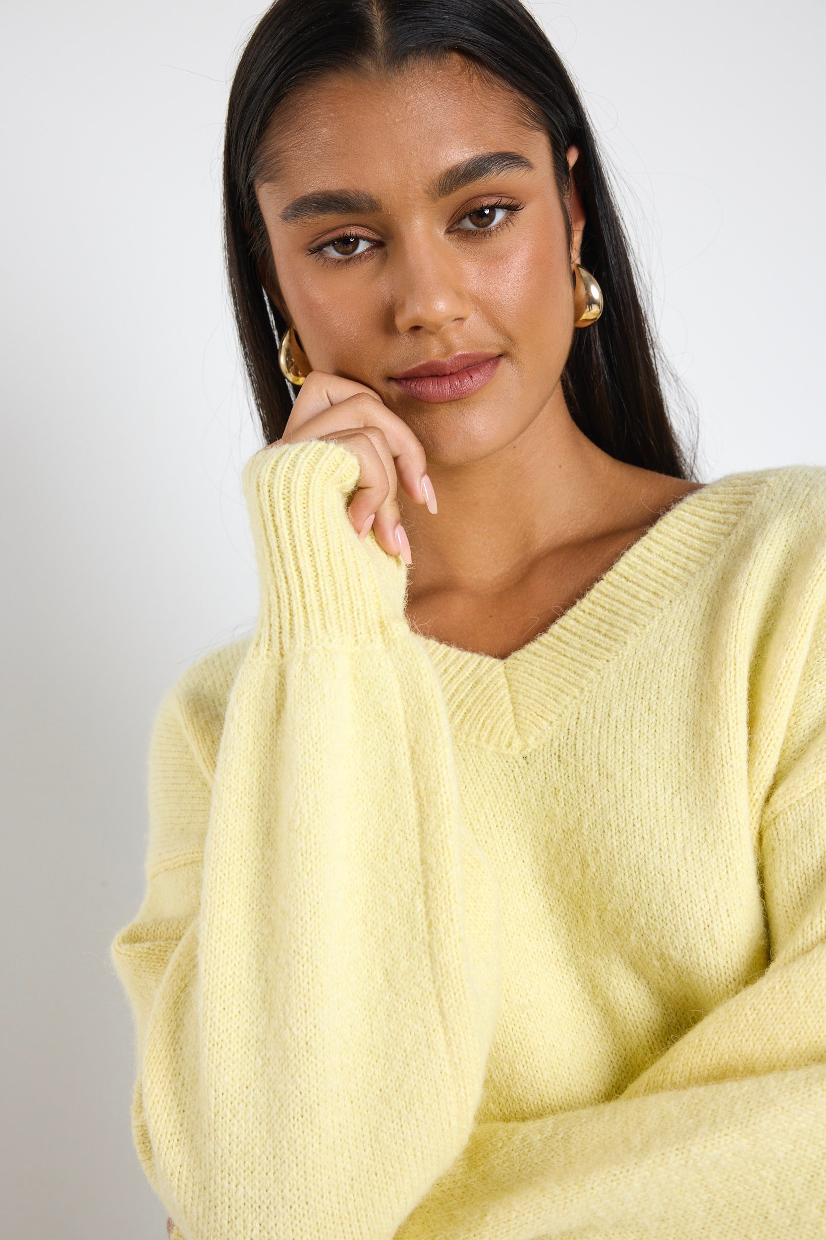 Harvest Butter V Neck Knit Jumper Women's Soft Casual Sweater for Fall & Winter | Cozy Pullover for Office, Date Night & Weekend Outfits