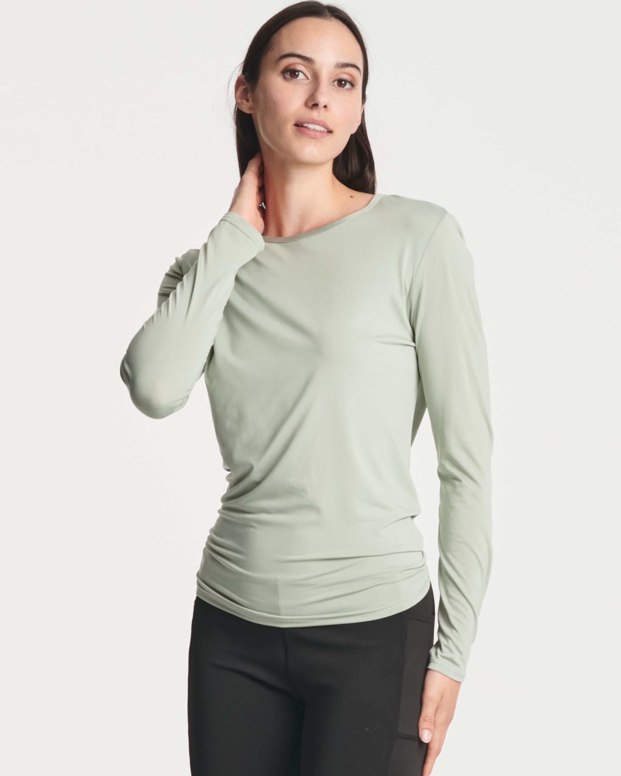 Real Essentials 4 Pack Women's Dry-Fit Long Sleeve Tie Back Athletic Workout T-Shirts - Moisture Wicking Yoga Running Gym Tees - Plus Size Available - Perfect for Yoga, Running & Gym Workouts