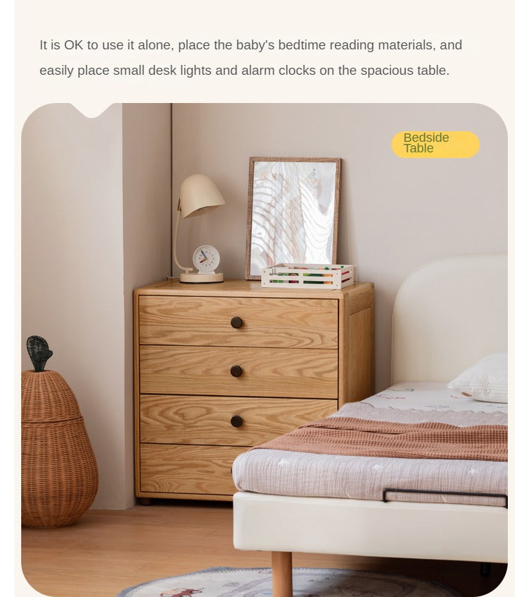 Oak Solid Wood Kids Dresser with 3 Drawers - Natural Wood Chest of Drawers for Nursery & Bedroom - Sturdy Storage Cabinet for Clothes, Toys & Baby Essentials